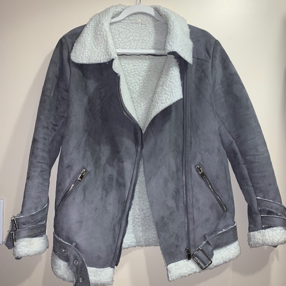 Gray biker Jacket